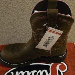 Brown Western Boots with Pink Accents